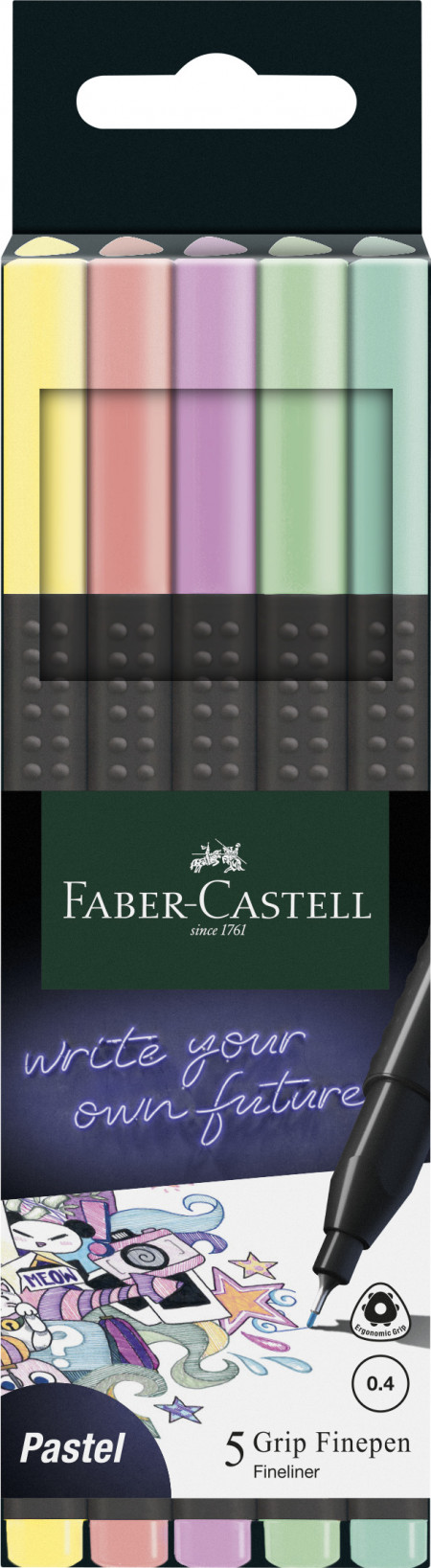 Faber-Castell Grip Finepen - Pastel (Pack of 5)