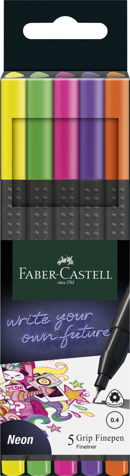 Faber-Castell Grip Finepen- Neon (Pack of 5)