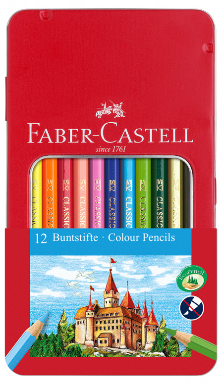 Faber-Castell Hexagonal Colouring Pencils - Assorted Colours (Tin of 12)