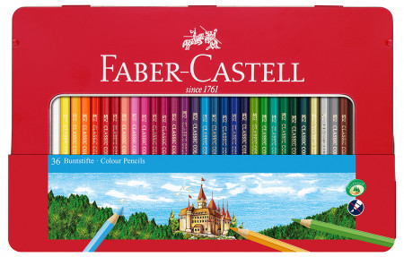 Faber-Castell Hexagonal Colouring Pencils - Assorted Colours (Tin of 36)