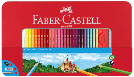 Faber-Castell Hexagonal Colouring Pencils - Assorted Colours (Tin of 60)