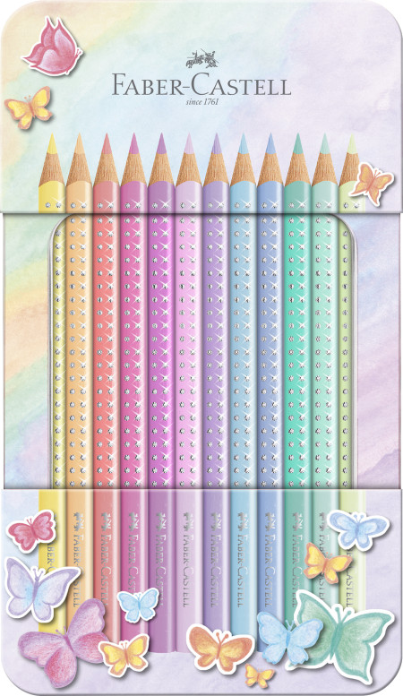 Faber-Castell Sparkle Colour Pencil - Pastel (Tin of 12)