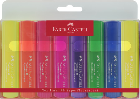 Faber-Castell Textliner 46 Highlighter - Super Flourescent (Wallet of 8)