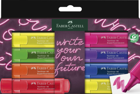 Faber-Castell Textliner 46 Highlighter - Neon (Wallet of 8)