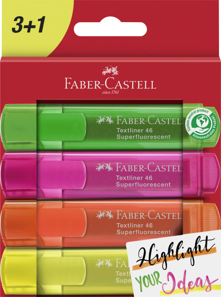 Faber-Castell Textliner 46 Highlighter - Wallet of 4