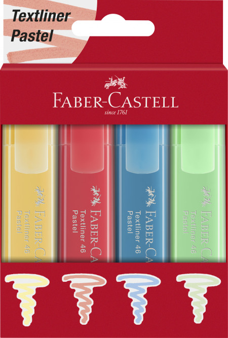 Faber-Castell Textliner 46 Highlighter - Pastel (Wallet of 4)