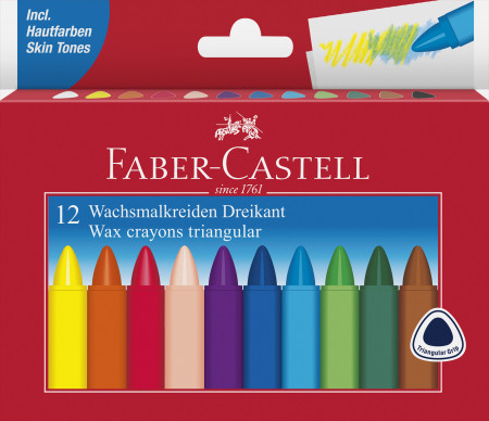 Faber-Castell Wax Triangular Crayons - Box  of 12