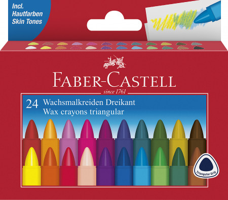 Faber-Castell Wax Triangular Crayons - Box  of 24
