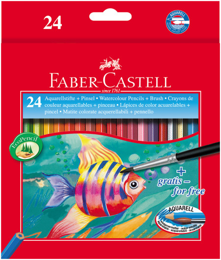 Faber-Castell Aquarelle Watercolour Pencils - Assorted Colours (Pack of 24)