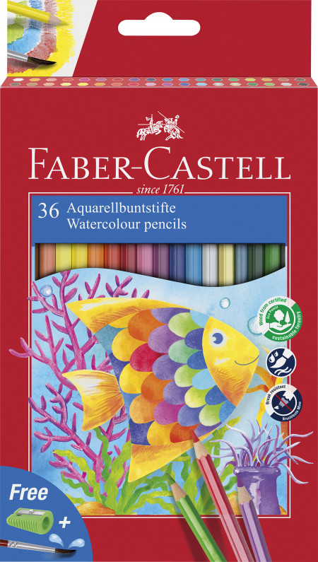 Faber-Castell Classic Watercolour Pencil + Brush - Box of 36