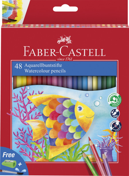 Faber-Castell Classic Watercolour Pencil + Brush - Box of 48