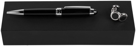 Hugo Boss Icon Ballpoint Pen Gift Set - Black Chrome Trim with Cufflinks