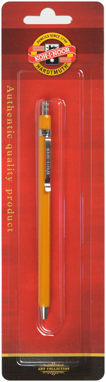 Koh-I-Noor 5201 Mechanical Clutch Leadholder - 2.0mm - Yellow with Clip (Blister of 1)