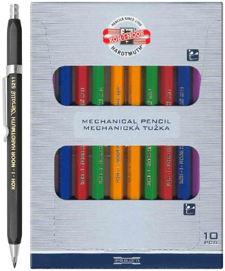 Koh-I-Noor 5211 Mechanical Clutch Leadholder - 2.0mm - Assorted Colours (Pack of 10)