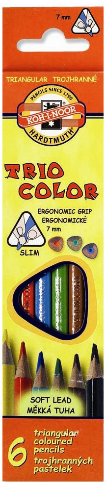 Koh-I-Noor 3131 Triangular Coloured Pencils - Assorted Colours (Pack of 6)