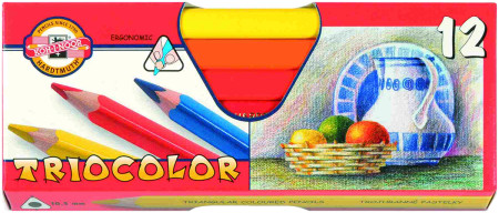 Koh-I-Noor 3152 Jumbo Triangular Coloured Pencils - Assorted Colours (Pack of 12)