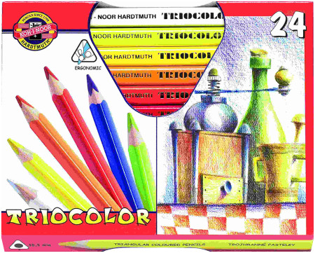 Koh-I-Noor 3154 Jumbo Triangular Coloured Pencils - Assorted Colours (Pack of 24)