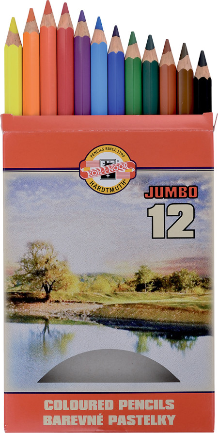 Koh-I-Noor 3372 Jumbo Coloured Pencils - Assorted Colours (Pack of 12)