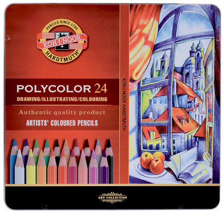 Koh-I-Noor 3824 Coloured Pencils - Assorted Colours (Tin of 24)