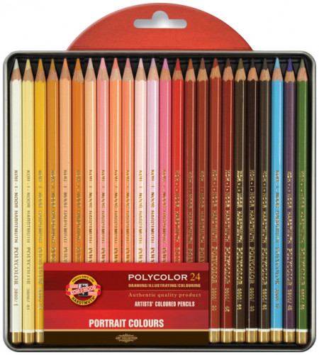 Koh-I-Noor 3824 Coloured Pencils - Assorted Portrait Colours (Blister Tin of 24)