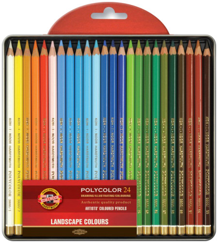 Koh-I-Noor 3824 Coloured Pencils - Assorted Landscape Colours (Blister Tin of 24)