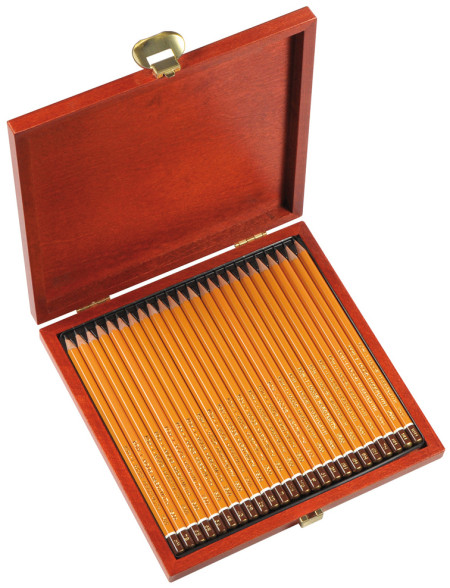 Koh-I-Noor 1504 Graphite Pencils - 8B to 10H (Wooden Case of 24)