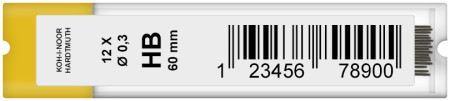 Koh-I-Noor 4132 Fine Graphite Leads - 0.3mm x 60mm - HB (Tube of 12)