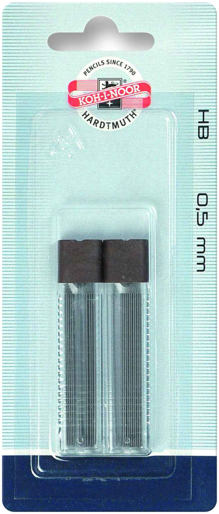 Koh-I-Noor 4152 Fine Graphite Leads - 0.5mm x 60mm - HB (2 Tubes of 12)