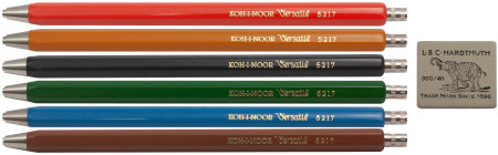 Koh-I-Noor 5217 Mechanical Pencils - Assorted Colours with Eraser (Pack of 6)