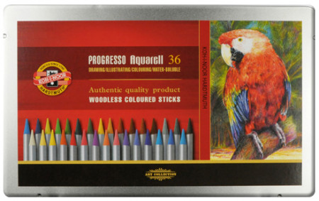 Koh-I-Noor 8785 Woodless Aquarell Coloured Pencils - Assorted Colours (Tin of 36)