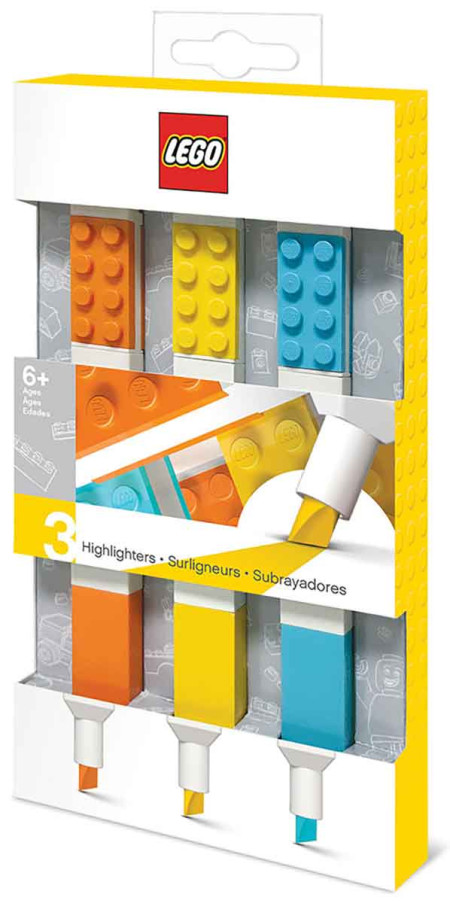 Lego Highlighters - Assorted Colours (Pack of 3)