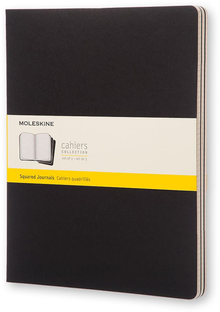 Moleskine Cahier Extra Extra Large Journal - Squared - Set of 3 - Assorted