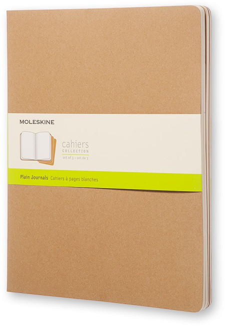 Moleskine Cahier Extra Extra Large Journal - Plain - Set of 3 - Assorted