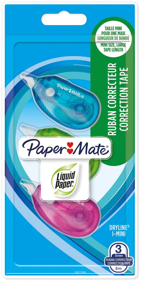 Papermate Mini Dryline Grip Liquid Correction Tape (Pack of 3)