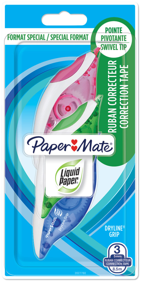 Papermate Dryline Grip Correction Tape (Pack of 3)