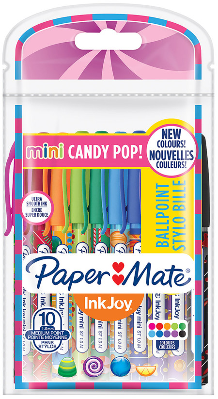 Papermate Inkjoy 100 Mini Capped Ballpoint Pen - Medium - Candy Colours (Pack of 10)