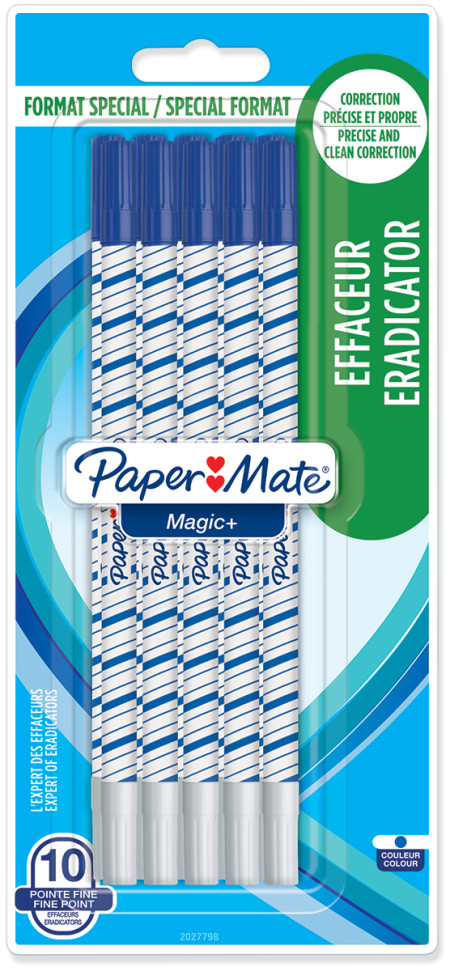 Papermate Magic + Erasable Fineliner Pen - Medium - Blue (Blister of 10)