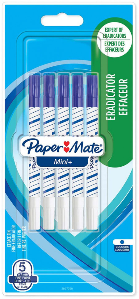 Papermate Mini Correction Pens - Blue (Blister of 5)