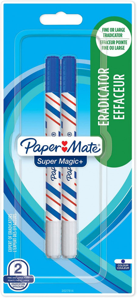Papermate Super Magic + Erasable Fineliner Pen - Blue (Blister of 2)