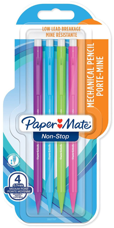 Papermate Sharpwriter Mechanical Pencil - 0.7mm - Assorted Neon Colours (Blister of 4)