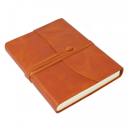 Papuro Amalfi Leather Journal - Orange - Medium