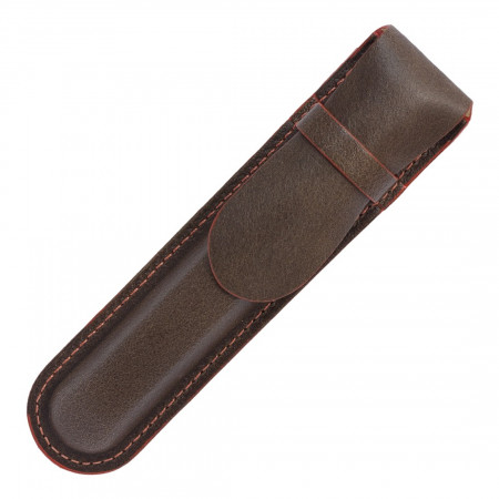 Papuro Single Leather Pen Pouch - Chocolate