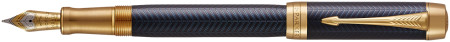 Parker Duofold Prestige Fountain Pen - Centennial Blue Chevron Gold Trim