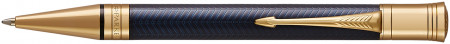 Parker Duofold Prestige Ballpoint Pen - Blue Chevron Gold Trim