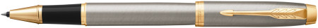 Parker IM Rollerball Pen - Brushed Metal Gold Trim