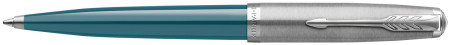 Parker 51 Ballpoint Pen - Teal Blue Resin Chrome Trim