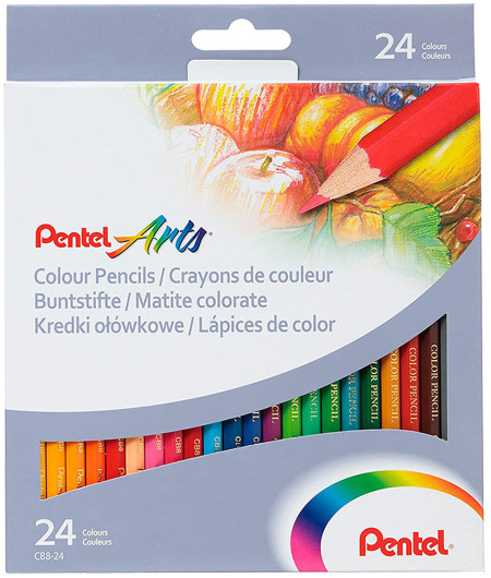 Pentel Arts Colouring Pencils - Assorted Colours (Pack of 24)