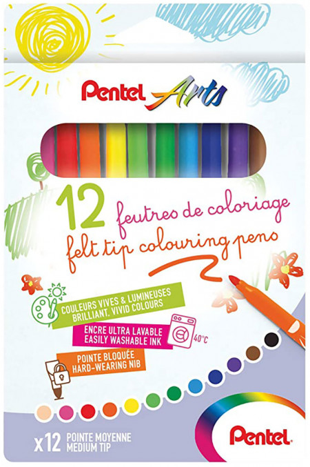 Pentel Arts Colouring Fibre Tip Pens