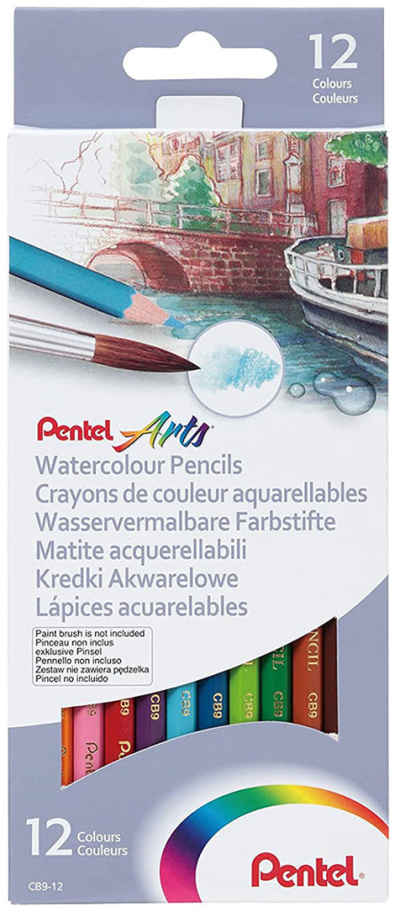 Pentel Arts Watercolour Pencils - Assorted Colours (Set of 12)