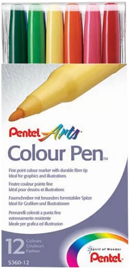 Pentel Arts Colouring Pens - Assorted Colours (Pack of 12)